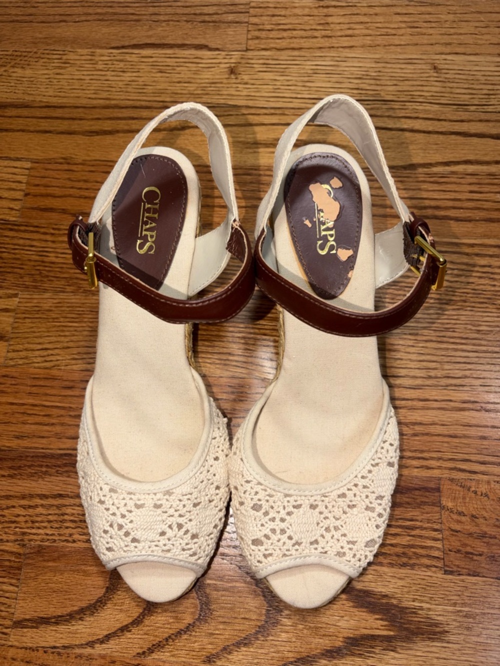 Chaps Damara Slingback Crochet Espadrille Wedge Sandals Shoes, sz 11B - Picture 6 of 9